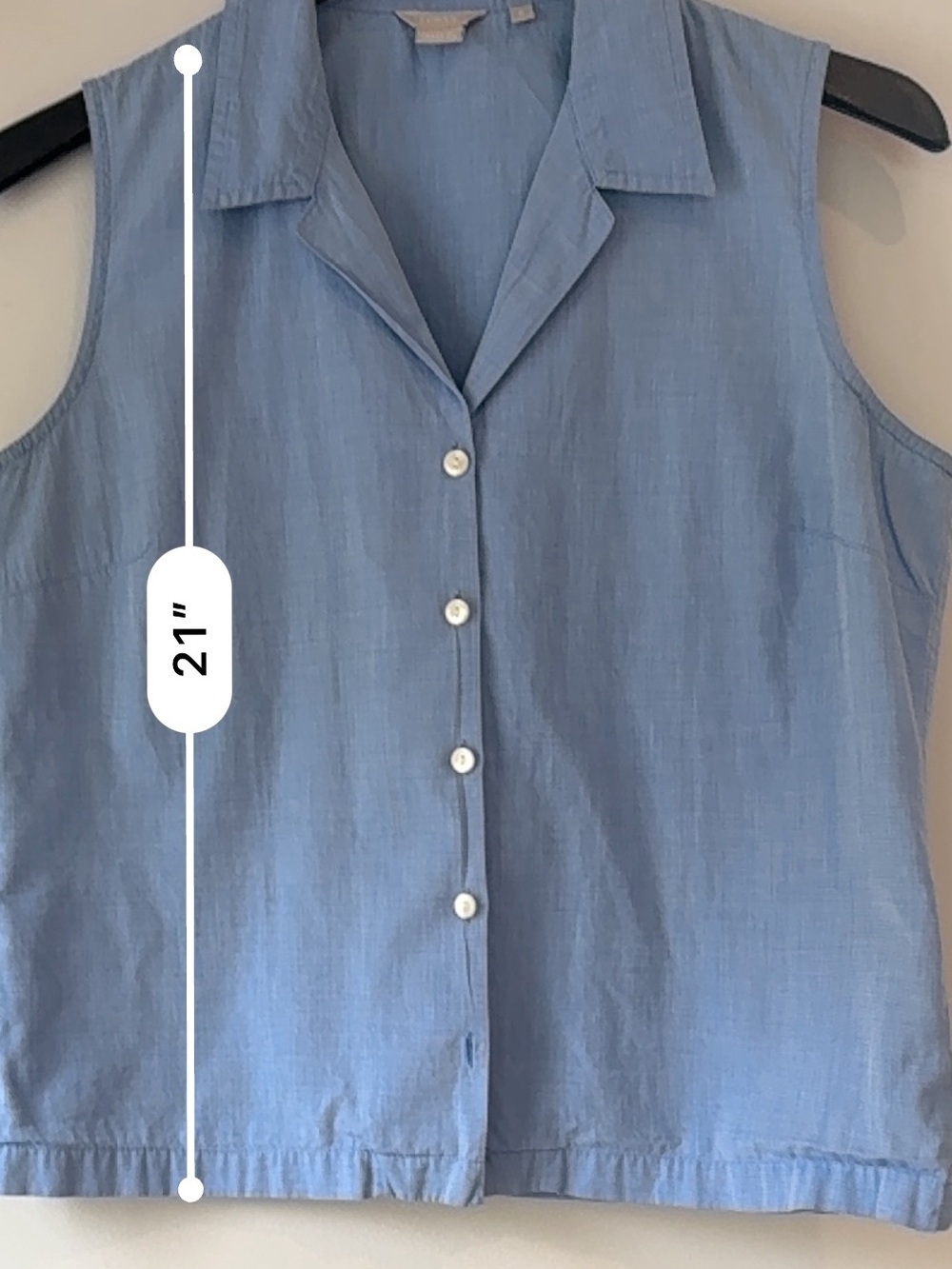 J. Crew 100% Cotton Poplin Cropped Blue Sleeveless Button-Down Shirt - Picture 6 of 6
